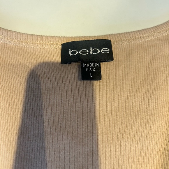 Bebe Beige Tank Top with Rhinestone Logo - Picture 2 of 4